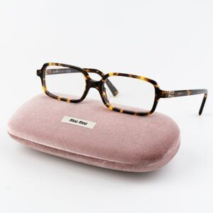 NEW Miu Miu MU11ZS 14L08N REGARD Havana Honey Rectangle Unisex Sunglasses